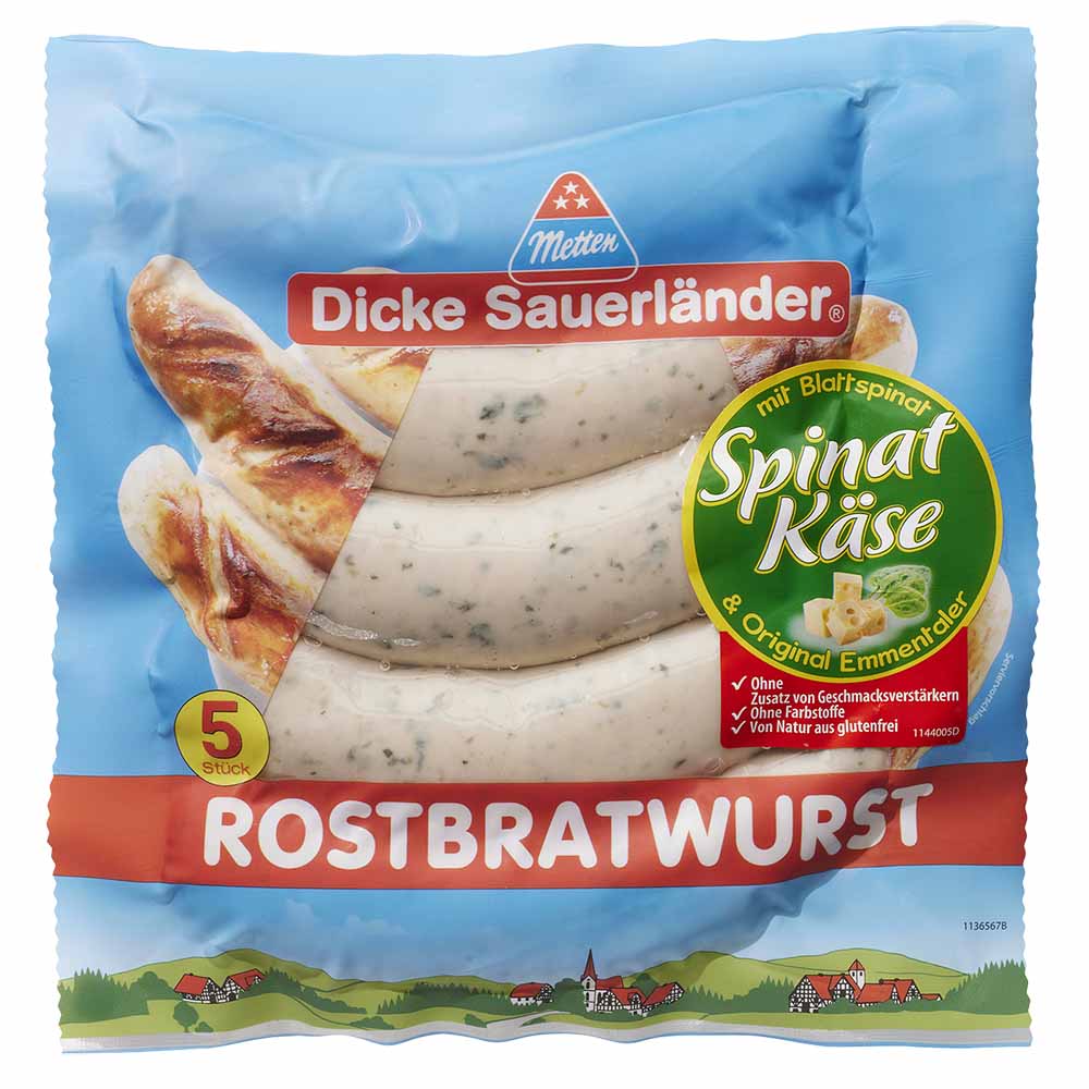 "Dicke Sauerländer" Rostbratwurst Spinat Käse von Metten-zoom