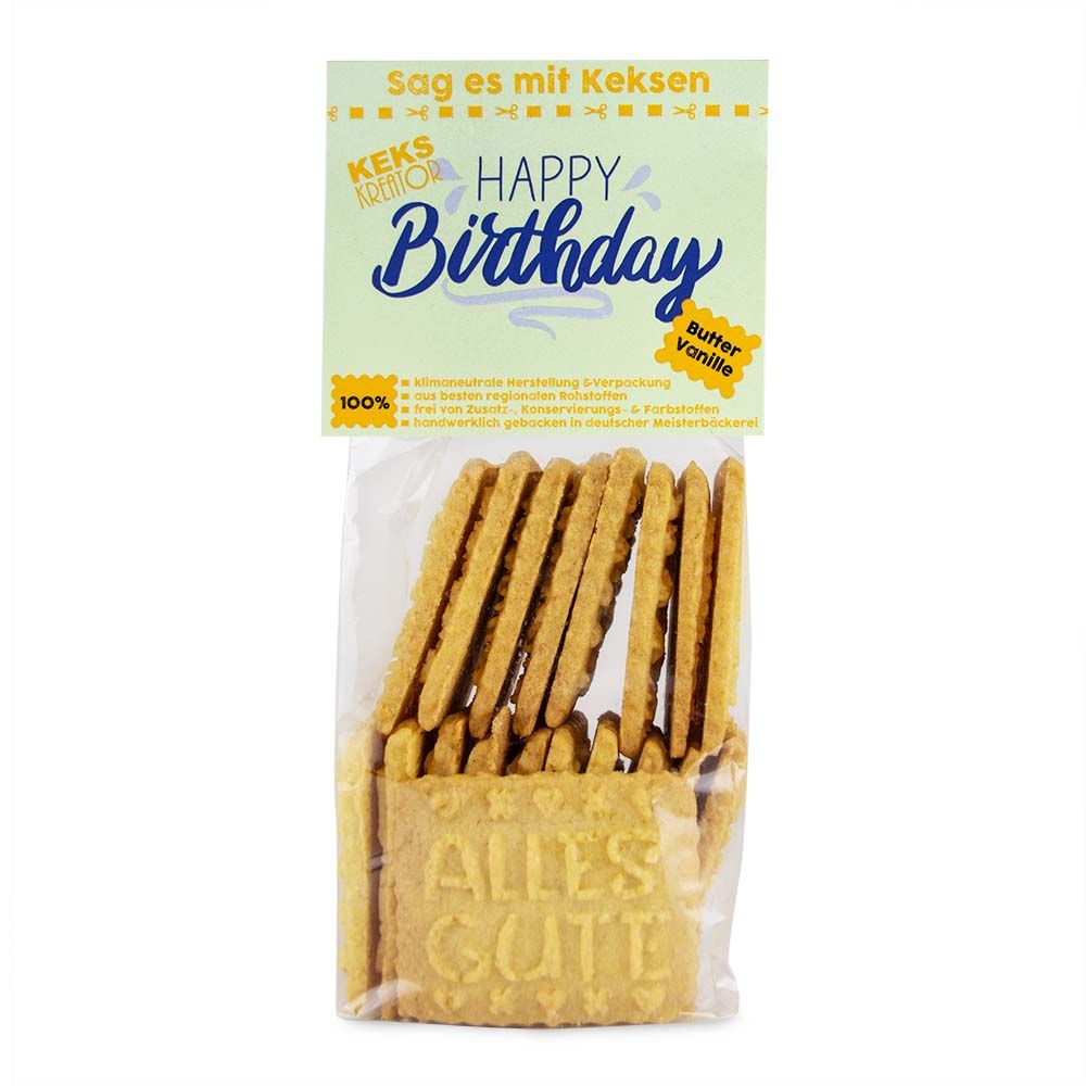 Butter-Vanille-Kekse "Happy Birthday" von Keks Kreator