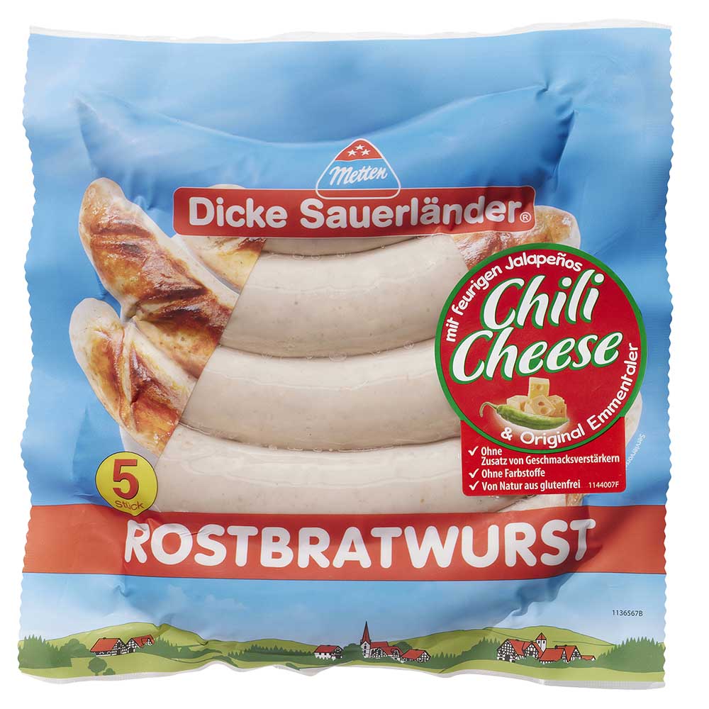 "Dicke Sauerländer" Rostbratwurst Chili Cheese von Metten-zoom