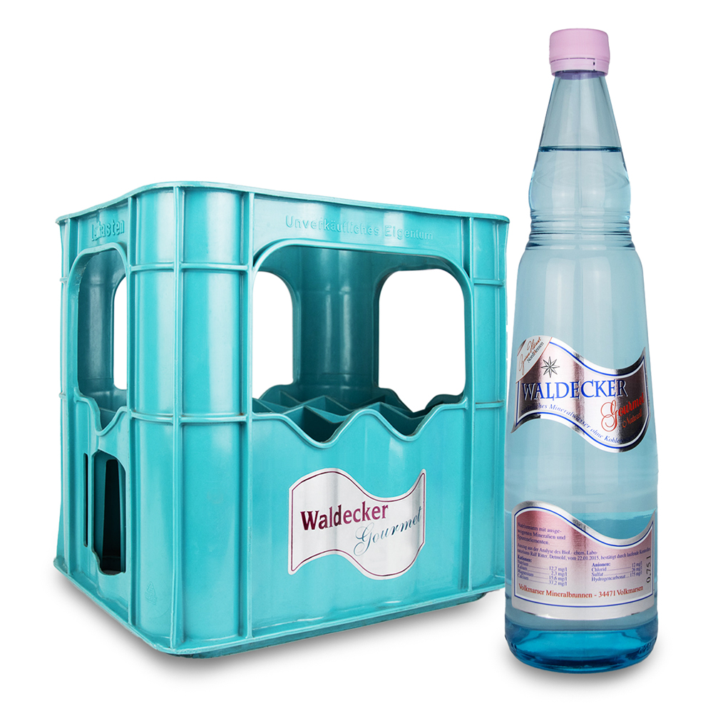 Stilles Waldecker Gourmet Mineralwasser im Kasten vom Volkmarser Mineralbrunnen-zoom