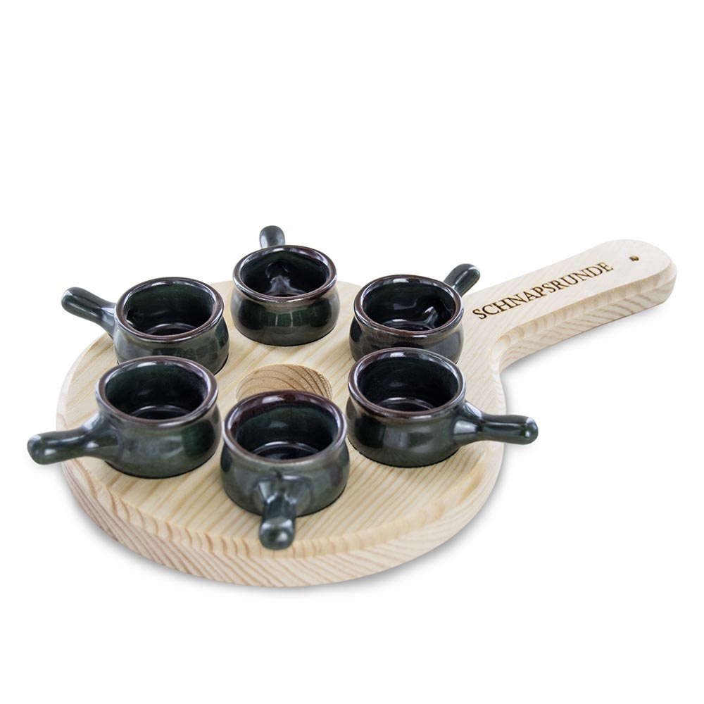 Keramiktöpfchen und Servierbrettchen von Tom's Sauerländer Hopfenfeuer Set-zoom