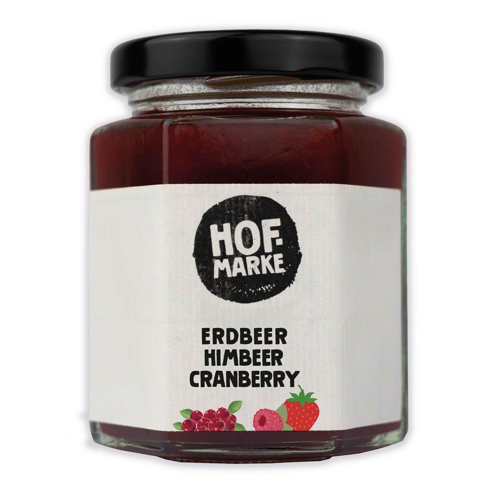 Fruchtaufstrich Erdbeer-Himbeer-Cranberry von unserer Hofmarke