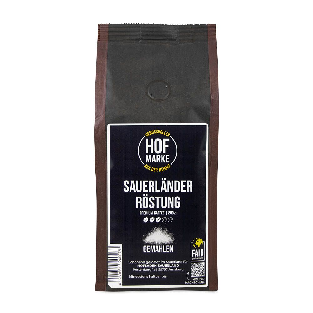 Kaffee Sauerländer Röstung gemahlen 250 g von Hofmarke