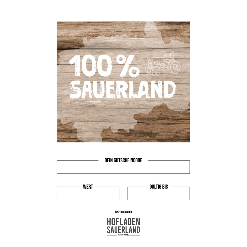 Gutschein "100% Sauerland" zum Ausdrucken vom Hofladen Sauerland-zoom