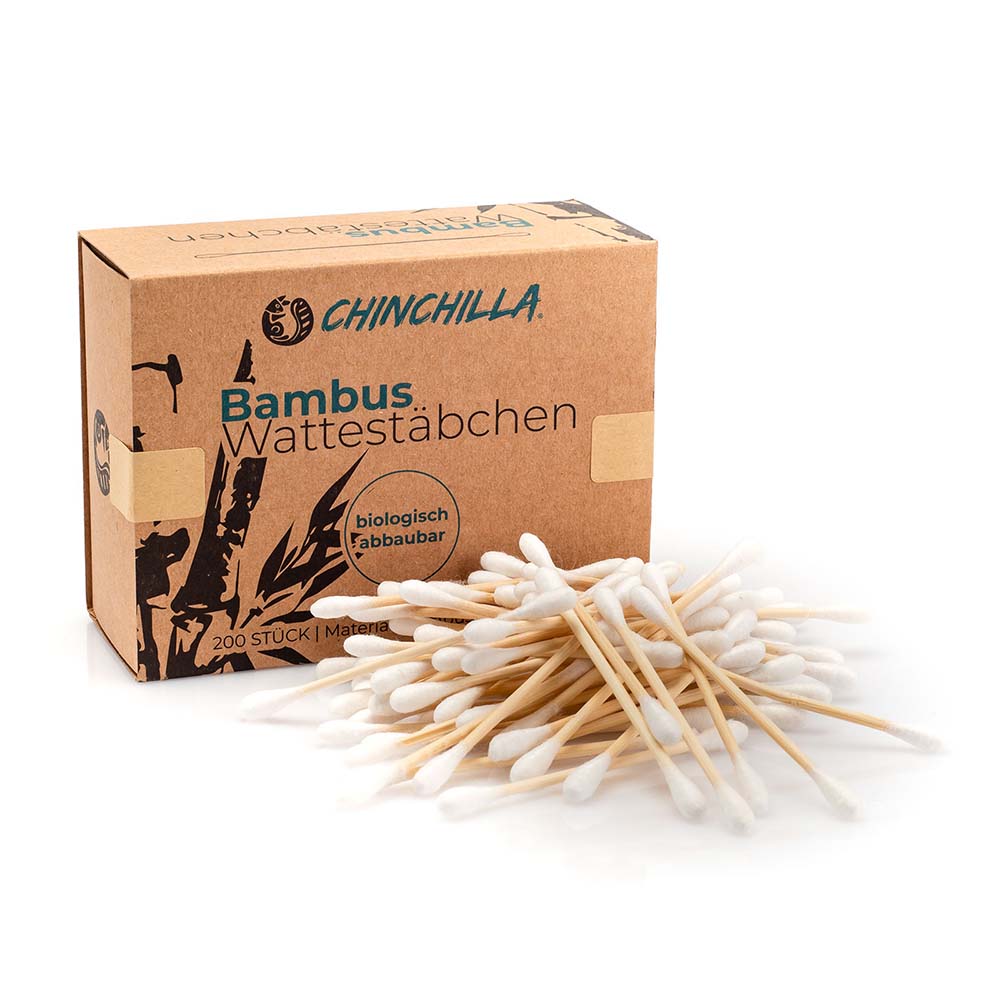 Wattestäbchen aus Bambus 200er-Pack von Chinchilla-zoom